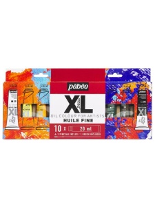 Set 10 x 20 ml culori de ulei fine + pensula, finisaj lucios-satinat, Pebeo XL Oil, 920116