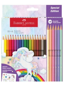 Set 18+6 Creioane Colorate Unicorn Faber-Castell FC111221