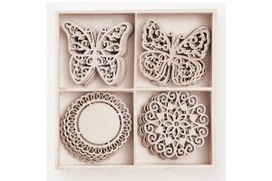 Set 20 Ornamente Lemn Fluturi Si Forma Rotunda DPDN-098 Dp Craft