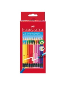 Set 24 creioane colorate cu radiera Faber Castell 116625