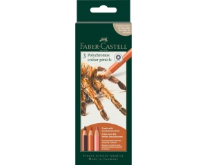 Set 3 creioane colorate in tonuri de maro, Spider 2026, Polychromos, Faber-Castell