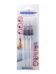 Set 3 waterbrush rotund Nr. 1 (2.5mm), rotund Nr. 3 (5mm), drept Nr. 1 (5mm) Nevskaya Palitra 1571031391