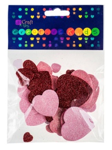 Set 30 figurine autoadezive Inimi cu glitter Dp Craft KSPI-062