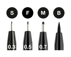 Set 4 linere Pitt Artist Pen black