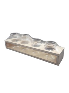 Set 4 sticlute cu suport din lemn ACH 357726