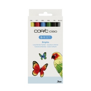 Set 5 markere cu cerneala pe baza de alcool + 1 Multiliner, Copic Ciao Brights, 22075550