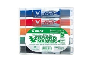 Set 5 Markere cu Varf Rotund pentru Whiteboard 6mm Pilot PWBMAVBMS5BG