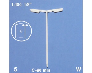 Set 5 stalpi de iluminat dubli din plastic alb 1:100 06.40021.5 Schulcz