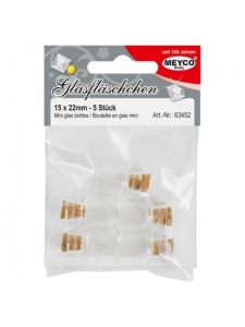 Set 5 sticlute cu dop de pluta 15x22mm Meyco 63452