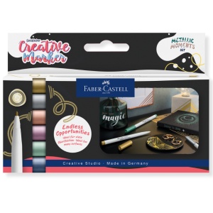 Set 6 Markere Colorate Gama Creativ Metalizate Moments Faber-Castell FC161107
