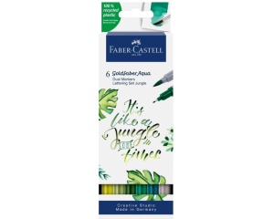 Set 6 Markere cu 2 Capete Lettering Jungle Faber Castell 164517