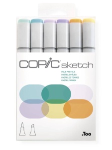 Set 6 markere cu cerneala pe baza de alcool, Copic Sketch Pale Pastels, 21075667