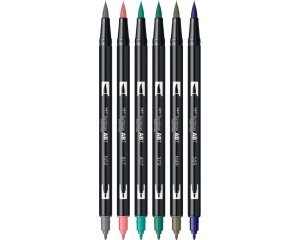 Set 6 markere Dual Brush, Vintage Colours, Tombow, TB-ABT-6P-5