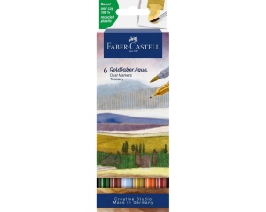 Set 6 markere solubile 2 capete toscana goldfaber Faber-Castell 164521