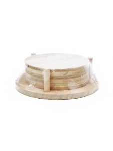 Set 6 suporturi de pahar din lemn natur D 9,5cm 55921