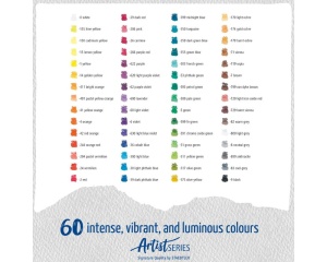 Set 60 creioane colorate acuarelabile Mars Artist, cutie metalica, 104-M60, Staedtler