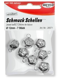 Set 7 Clopotei Argintii, diametru 12 mm - Iarna Meyco 26571
