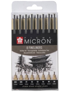 Set 8 linere Pigma Micron Black Sakura POXSDK8