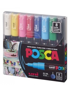 Set 8 markere PC-1M 0.7 mm culori de baza Uni Posca M1478