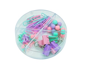 Set accesorii birou CNX, 62 piese, agrafe, ace gamalie, ace tabla si clipsuri, mix culori pastel