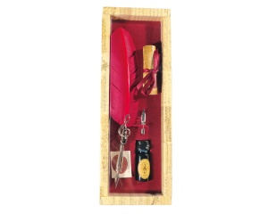 Set caligrafie premium Rubinato cu toc metalic, pana decorativa, suport si tus MU/341