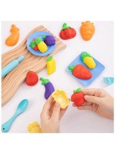 Set creativ Fructe si legume - Plastilina si 19 accesorii Deli DLEH726