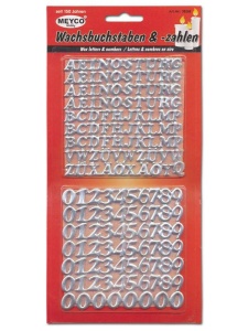 Set litere si cifre argintii Meyco 36298