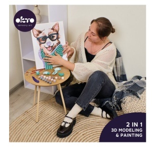 Set Pictura si Modelare 3D cu Argila Usoara 30x40cm Fashion Okto 30011