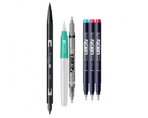 Set Urban Lettering cu markere caligrafice si pensula cu rezervor, Tombow, TB-LS-WSBHS