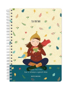Sketchbook cu spira Happy tea time 60 file 120g/mp Tea for two