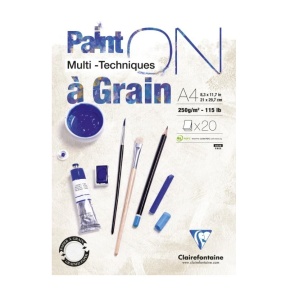 Bloc Mix Media Clairefontaine Paint'ON Grain, 20 file, 250g/mp