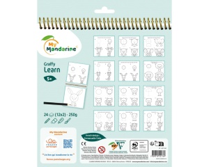 Carte de desen invata sa desenezi animale baby Graffy Learn Mandarine GY176C 24 file 250g