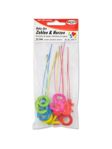 Cifre din lemn colorate 0-9 + 2 inimi Meyco 405-17