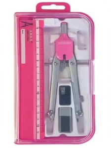 Compas geometrie 4 piese, cutie plastic Smart Box - culori fluorescente Arda CO4FLU