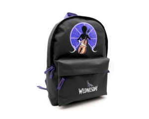 Ghiozdan Wednesday si Thing St. Majewski, 40,5 cm, 2 compartimente, negru cu mov, cod 690952