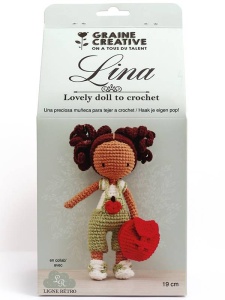Kit creativ Amigurumi model Papusa Lina pentru crosetat 19 cm Graine Creative 420285