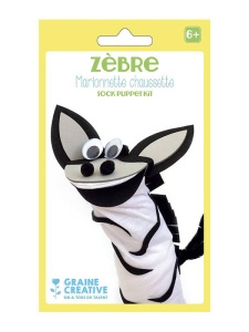 Marioneta tip soseta in forma de Zebra Graine Creative, cod 750520
