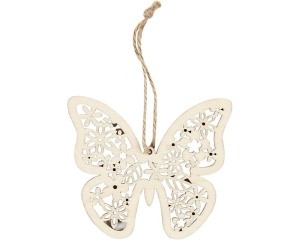 Ornament din lemn, fluture, floare sau pasare, 10 cm 57971 Creativ Company