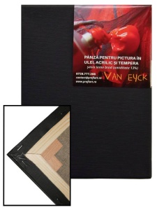 Panza neagra din bumbac pe sasiu Van Eyck 280g