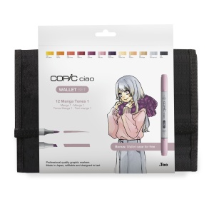 Penar echipat cu 12 markere cu cerneala pe baza de alcool, Copic Ciao Manga Tones 1, 22075733