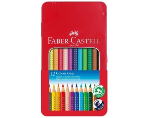Set 12 Creioane Colorate Grip 2001(cutie metal) Faber Castell 112413