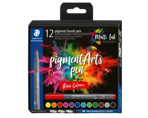 Set 12 linere Pigment Brush cu varf tip pensula, culori de baza, 371-C12-1, Staedtler