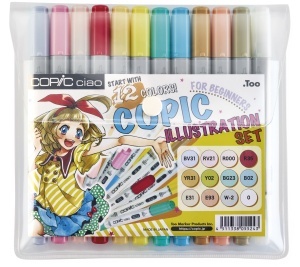 Set 12 markere cu cerneala pe baza de alcool + carte de ilustratie, Copic Ciao Illustration, 22075912