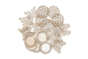 Set 20 Ornamente Lemn Fluturi Si Forma Rotunda DPDN-098 Dp Craft - Img 2