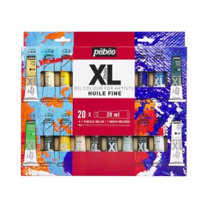 Set 20 x 20 ml culori de ulei + pensula, cu finisaj lucios-satinat, Pebeo XL Oil, 920226