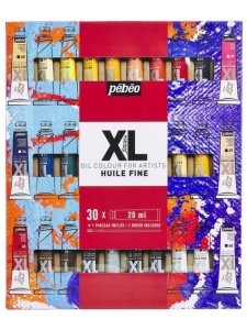 Set 30 x 20 ml culori de ulei + pensula, cu finisaj lucios-satinat, Pebeo XL Oil, 920236