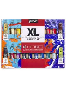 Set 40 x 20 ml culori de ulei + pensula, cu finisaj lucios-satinat, Pebeo XL Oil, 920246