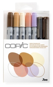 Set 5 markere cu cerneala pe baza de alcool + 2 Multilinere 0,3 mm, Copic Ciao Doodle Kit People, 22075671