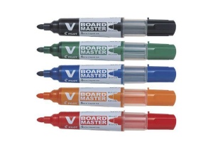 Set 5 Markere cu Varf Rotund pentru Whiteboard 6mm Pilot PWBMAVBMS5BG