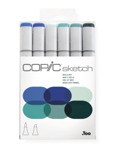 Set 6 markere cu cerneala pe baza de alcool, Copic Sketch Sea & Sky, 21075664